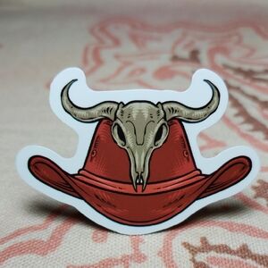 Cowboy Hat with Skull Sticker Cowboy Sticker (G)